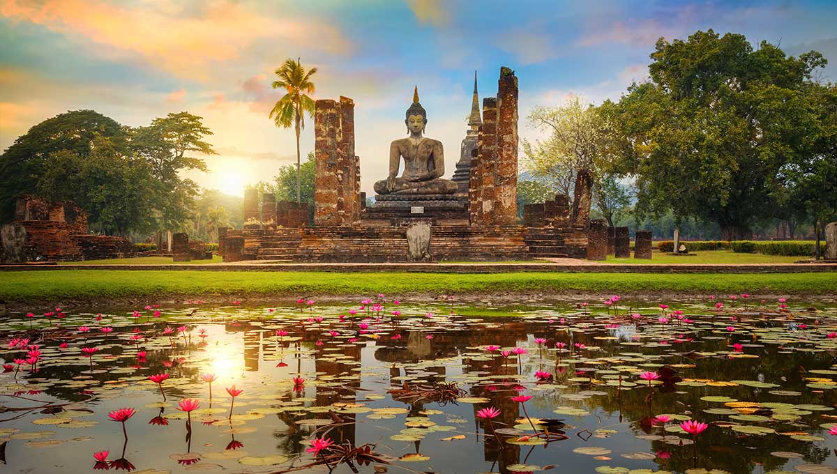 Wat Mahathat Temple in the precinct of Sukhothai Historical Park a UNESCO world heritage site in Thailand 1