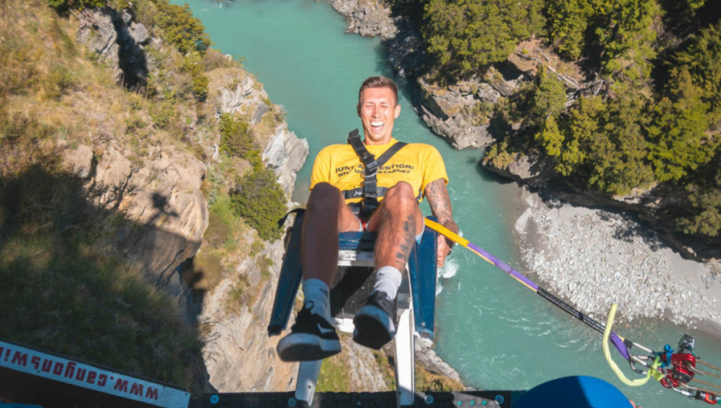 Shotover Canyon Swing, the world's largest, tallest cliff in Queenstown, New Zealand